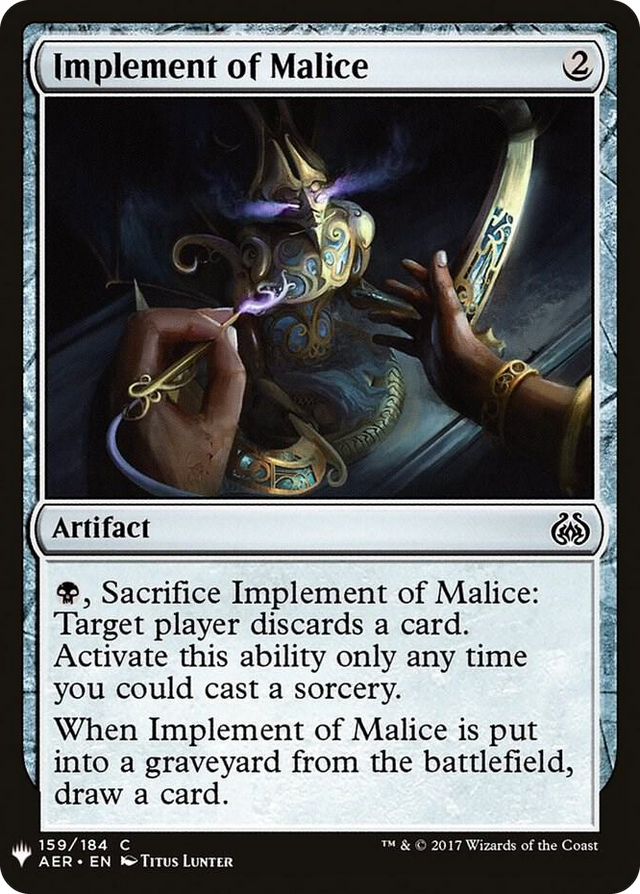 0159 Implement of Malice C The List Reprints