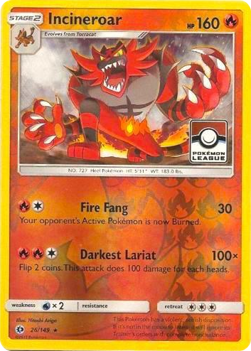 0026 Incineroar - 26/149 (Pokemon League) Promo League & Championship Cards