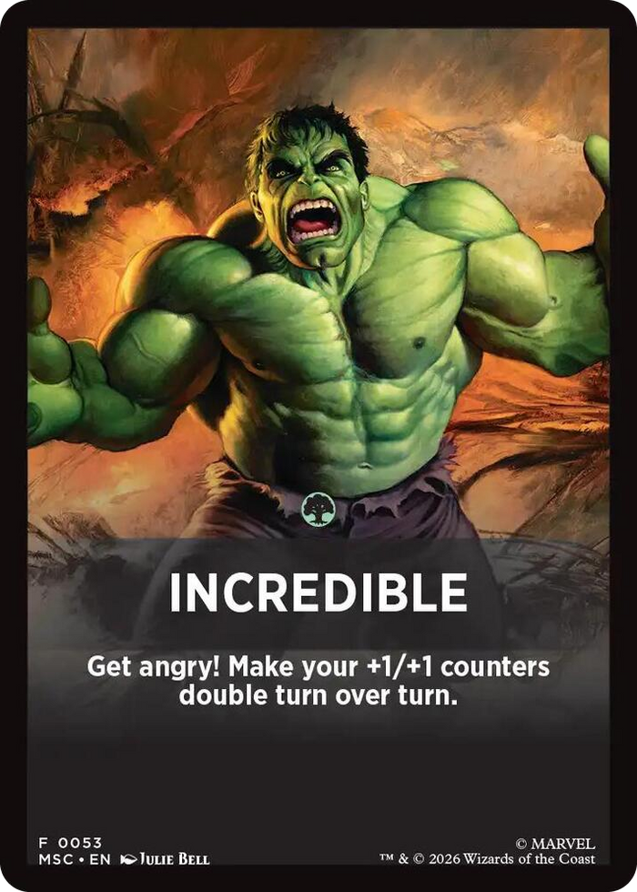 Incredible Theme Card #53 T - Commander: Marvel Super Heroes Pokemon card