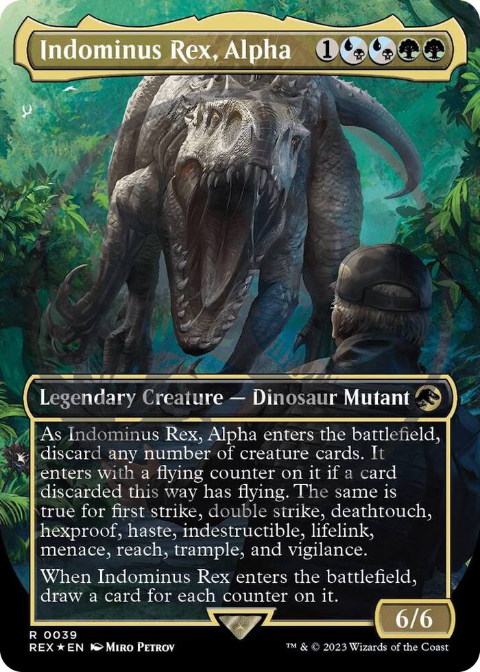 Indominus Rex, Alpha (Borderless) (Emblem) #39 R - Universes Beyond: Jurassic World Collection Pokemon card
