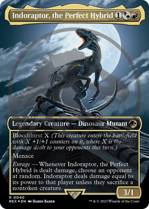 0040 Indoraptor, the Perfect Hybrid (Borderless) (Emblem) R Universes Beyond: Jurassic World Collection