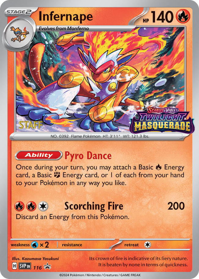 0116 Infernape - 116 (Prerelease) [Staff] Promo Scarlet & Violet Promo Cards