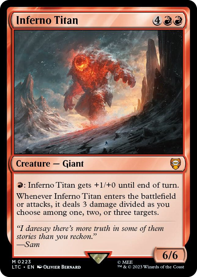 Inferno Titan #223 M - Commander: The Lord of the Rings: Tales of Middle-earth Pokemon card