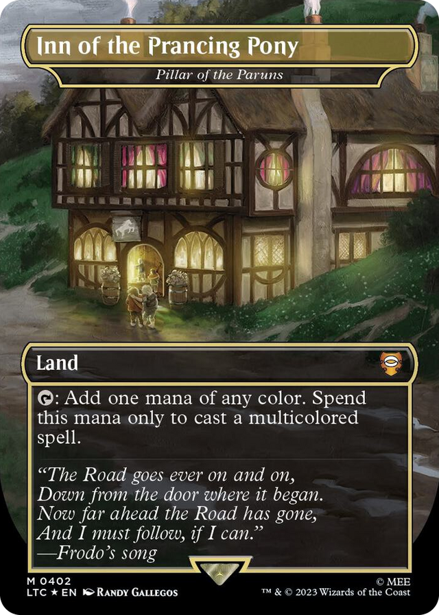 0402 Inn of the Prancing Pony - Pillar of the Paruns (Borderless) (Surge Foil) M Commander: The Lord of the Rings: Tales of Middle-earth