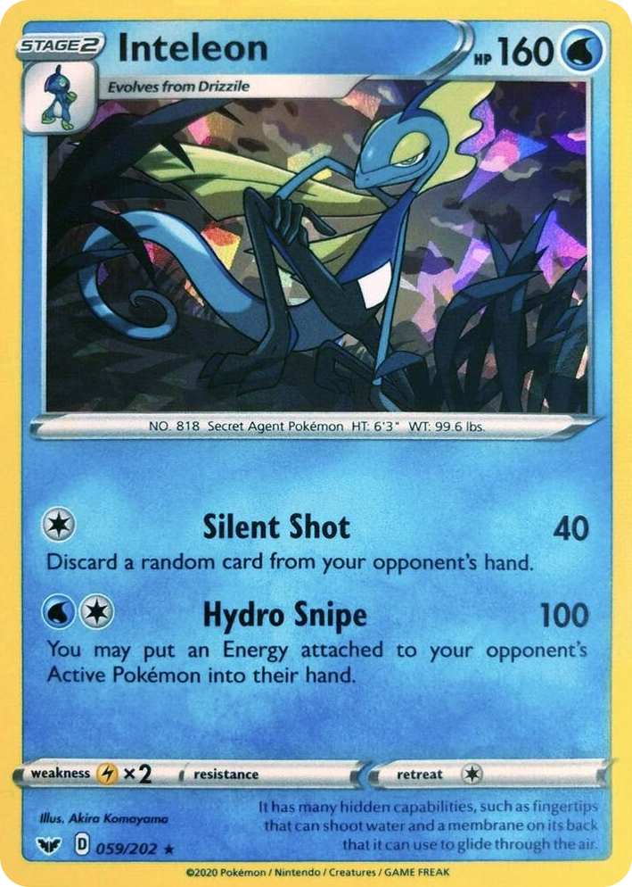 0059 Inteleon - 059/202 (Cracked Ice Holo) Holo Rare Deck Exclusives