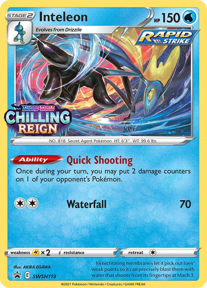 0113 Inteleon - SWSH113 (Prerelease) Promo Sword & Shield Promo Cards