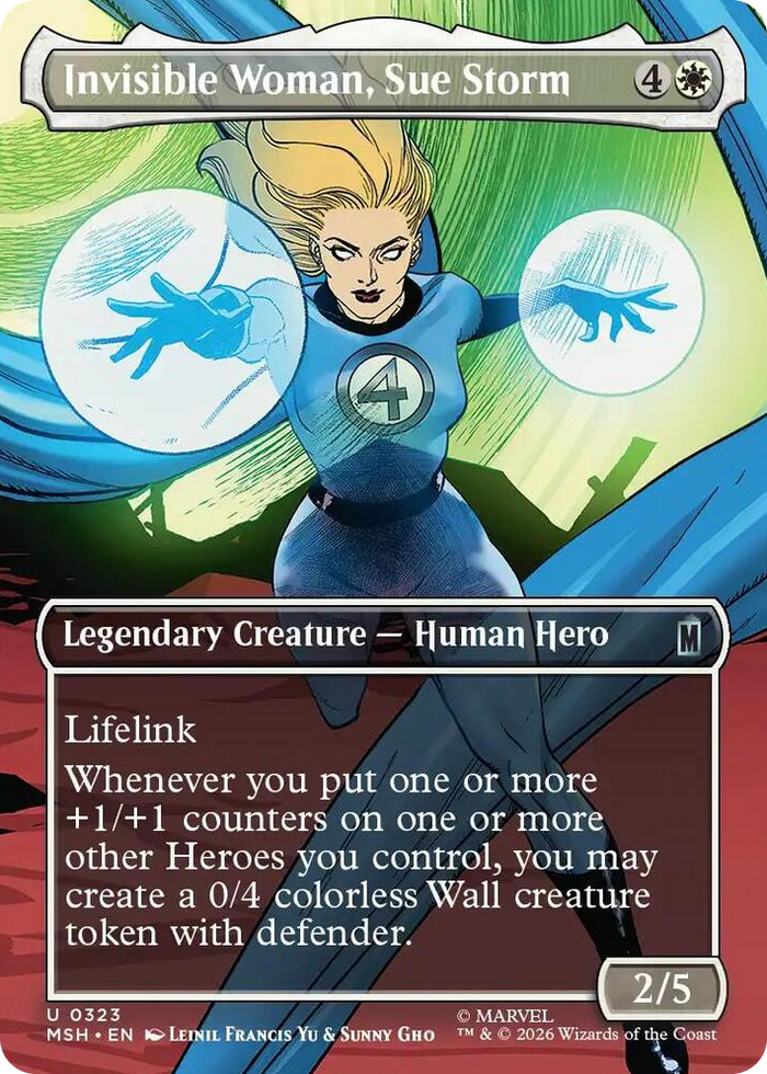 Invisible Woman, Sue Storm (Borderless) #323 U - Marvel Super Heroes Pokemon card