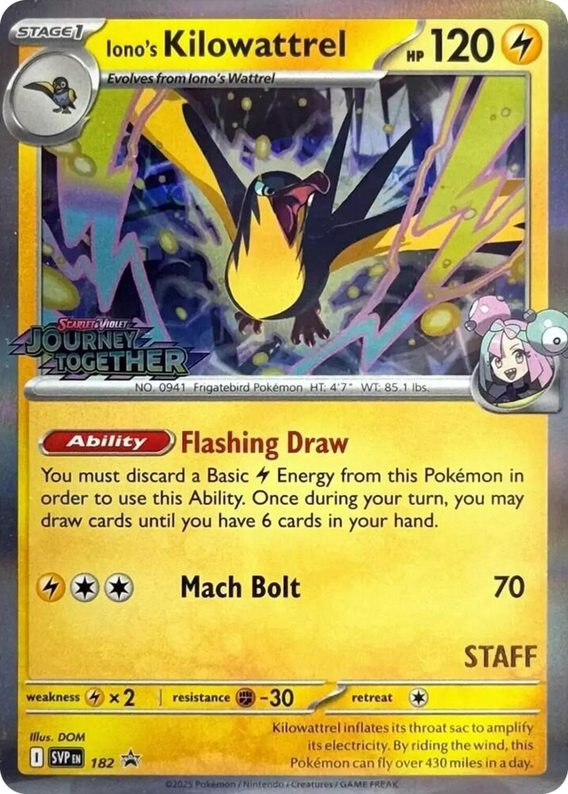 0182 Iono's Kilowattrel - 182 (Prerelease) [Staff] Promo Scarlet & Violet Promo Cards