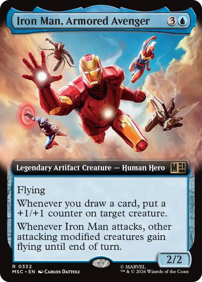 Iron Man, Armored Avenger (Extended Art) #332 R - Commander: Marvel Super Heroes Pokemon card