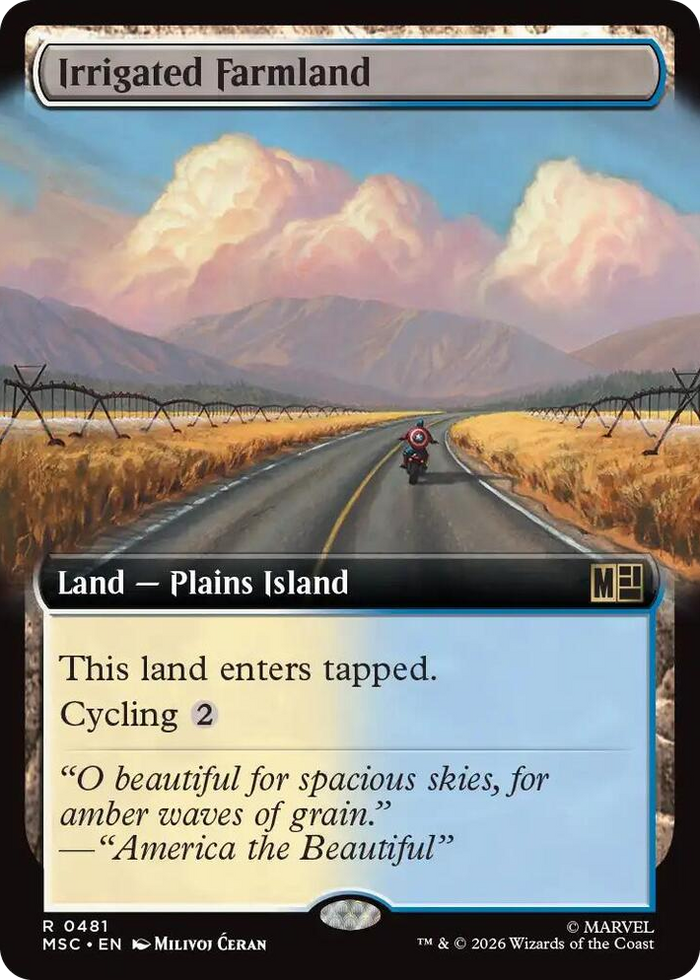 Irrigated Farmland (Extended Art) #481 R - Commander: Marvel Super Heroes Pokemon card
