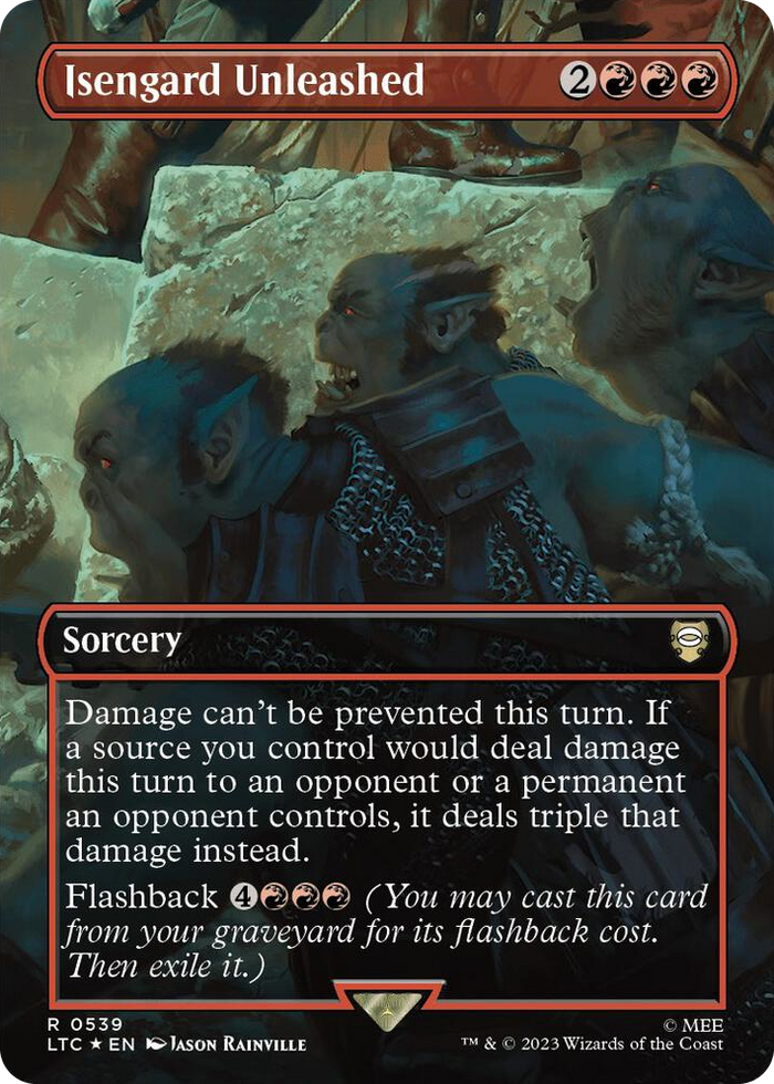 Isengard Unleashed (Borderless) (Surge Foil) #539 R - Commander: The Lord of the Rings: Tales of Middle-earth Pokemon card