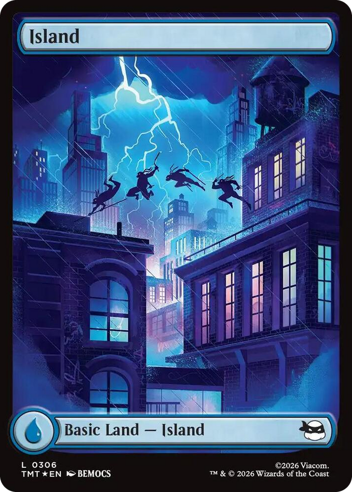 Island (0306) (Surge Foil) #306 L - Teenage Mutant Ninja Turtles Pokemon card