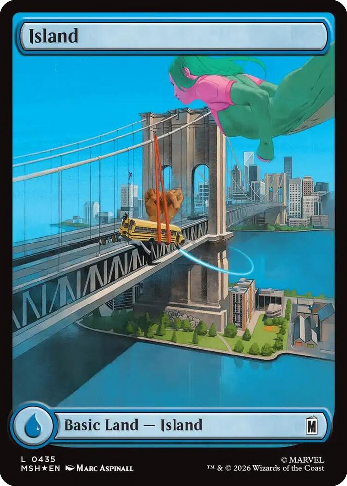 Island (0435) (Surge Foil) #435 L - Marvel Super Heroes Pokemon card