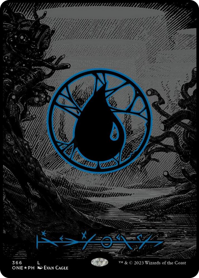 0366 Island (Phyrexian) - Full Art (Oil Slick Raised Foil) L Phyrexia: All Will Be One