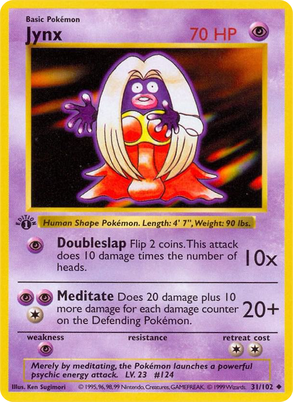 Jynx #31 Uncommon - Base Set (Shadowless) Pokemon card