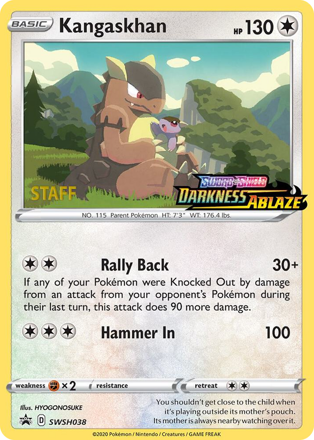 0038 Kangaskhan - SWSH038 (Prerelease) [Staff] Promo Sword & Shield Promo Cards