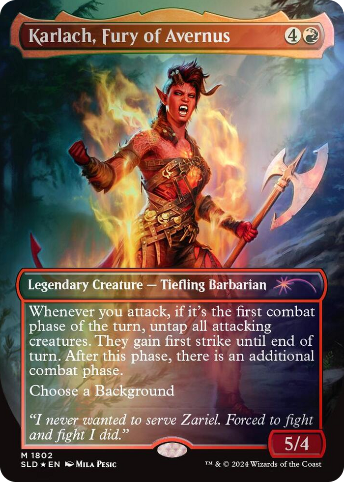 Karlach, Fury of Avernus (Rainbow Foil) #1802 M - Secret Lair Drop Series Pokemon card