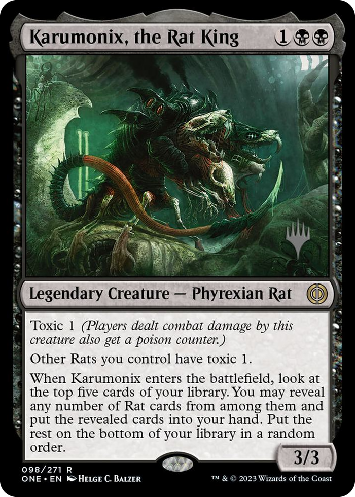 Karumonix, the Rat King #98 R - Promo Pack: Phyrexia: All Will Be One Pokemon card