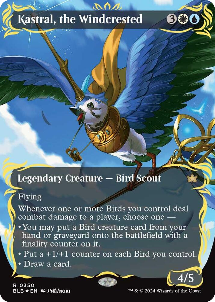 0350 Kastral, the Windcrested (Borderless) (Raised Foil) R Bloomburrow