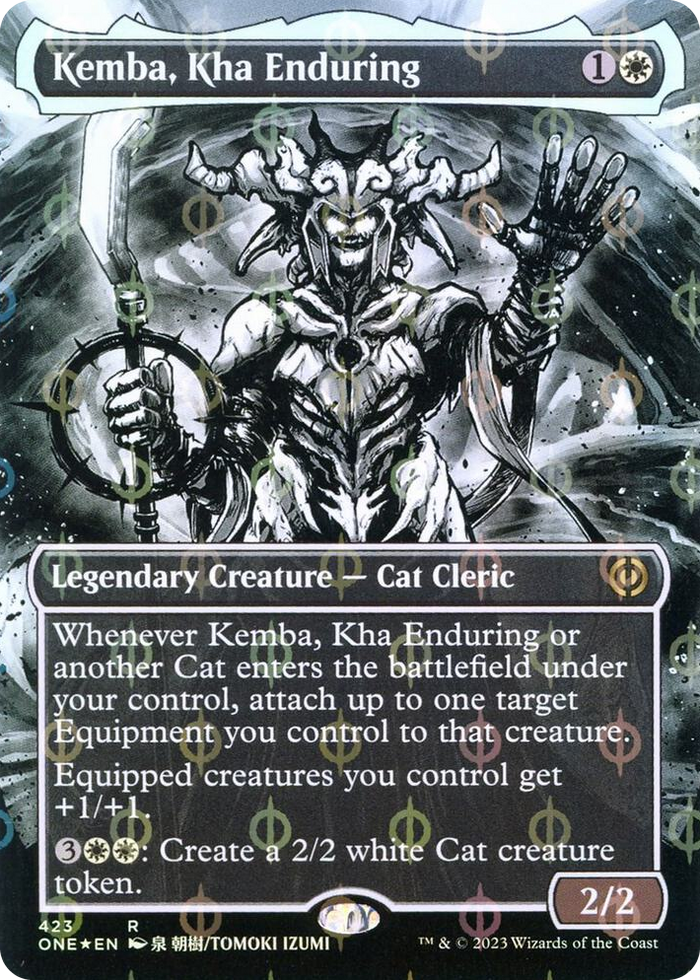 Kemba, Kha Enduring (Borderless) (Step-and-Compleat Foil) #423 R - Phyrexia: All Will Be One Pokemon card