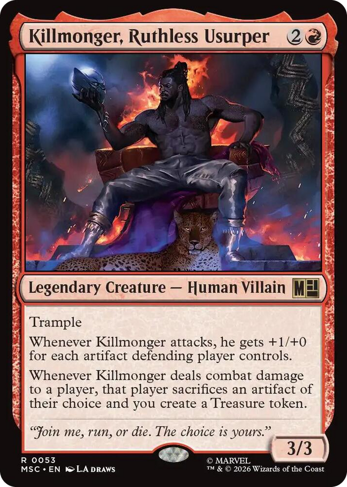 Killmonger, Ruthless Usurper (Surge Foil) #53 R - Commander: Marvel Super Heroes Pokemon card