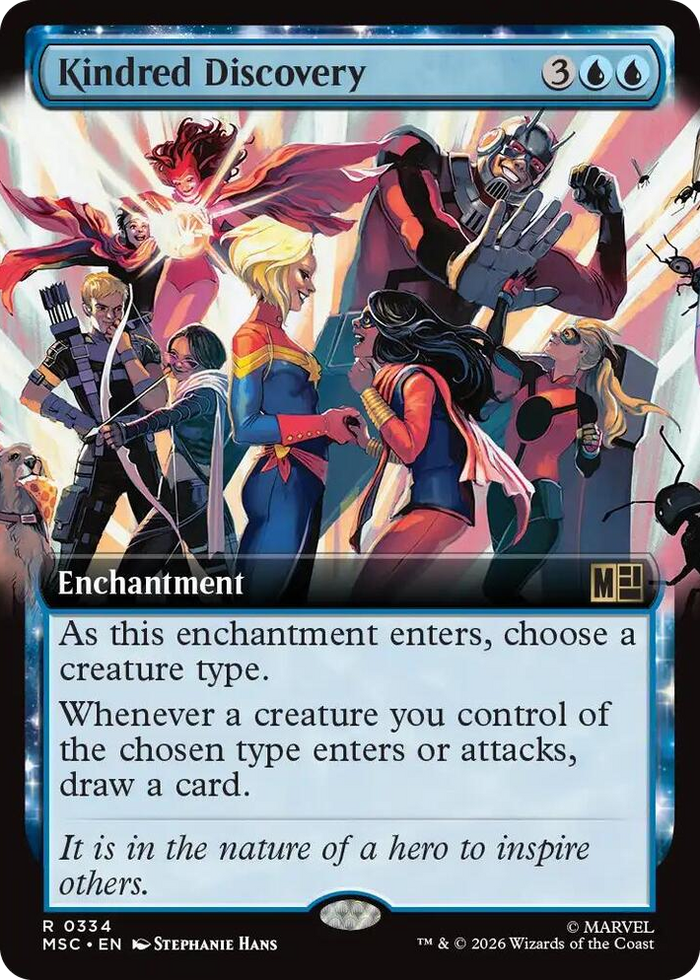 Kindred Discovery (Extended Art) #334 R - Commander: Marvel Super Heroes Pokemon card