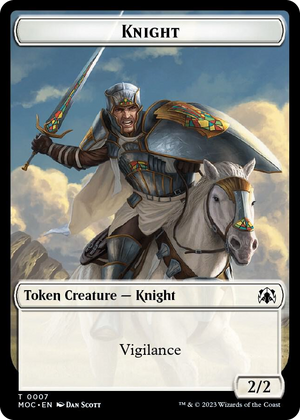 0014 Knight (7) // Spirit (14) Double-sided Token T Commander: March of the Machine