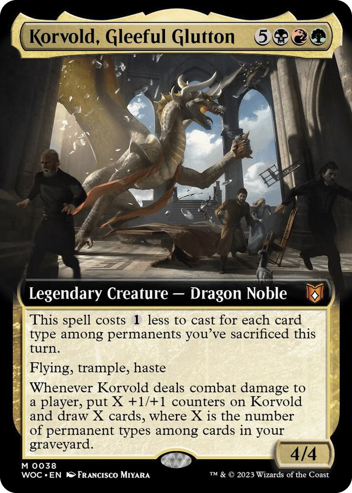 Korvold, Gleeful Glutton (Extended Art) #38 M - Commander: Wilds of Eldraine Pokemon card