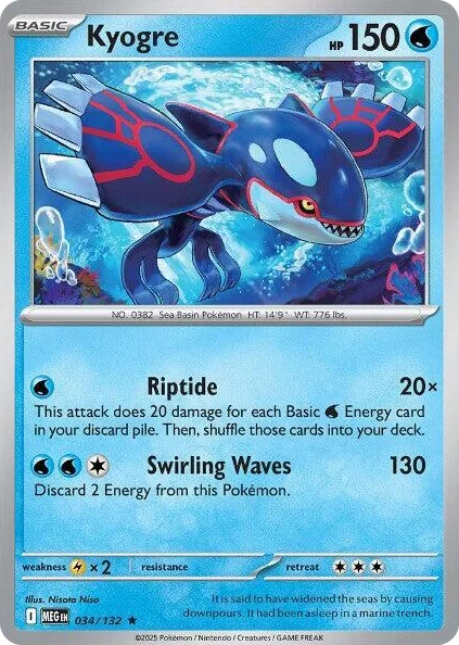 Kyogre #34/132 Rare - Mega Evolution Pokemon card