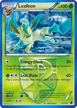 0011 Leafeon - 11/116 (BW Plasma Freeze) Holo Rare Deck Exclusives