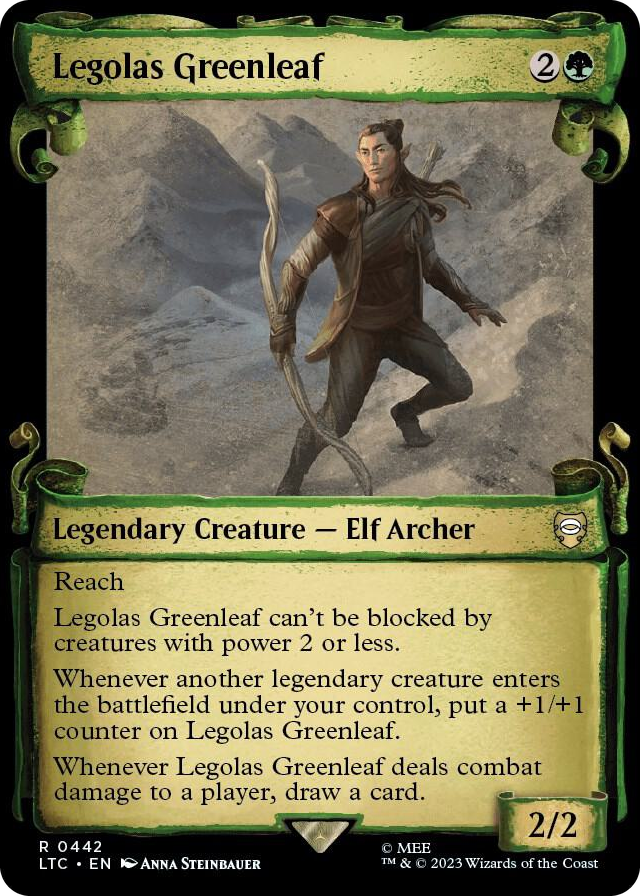 Legolas Greenleaf (Showcase Scrolls) #442 R - Commander: The Lord of the Rings: Tales of Middle-earth Pokemon card