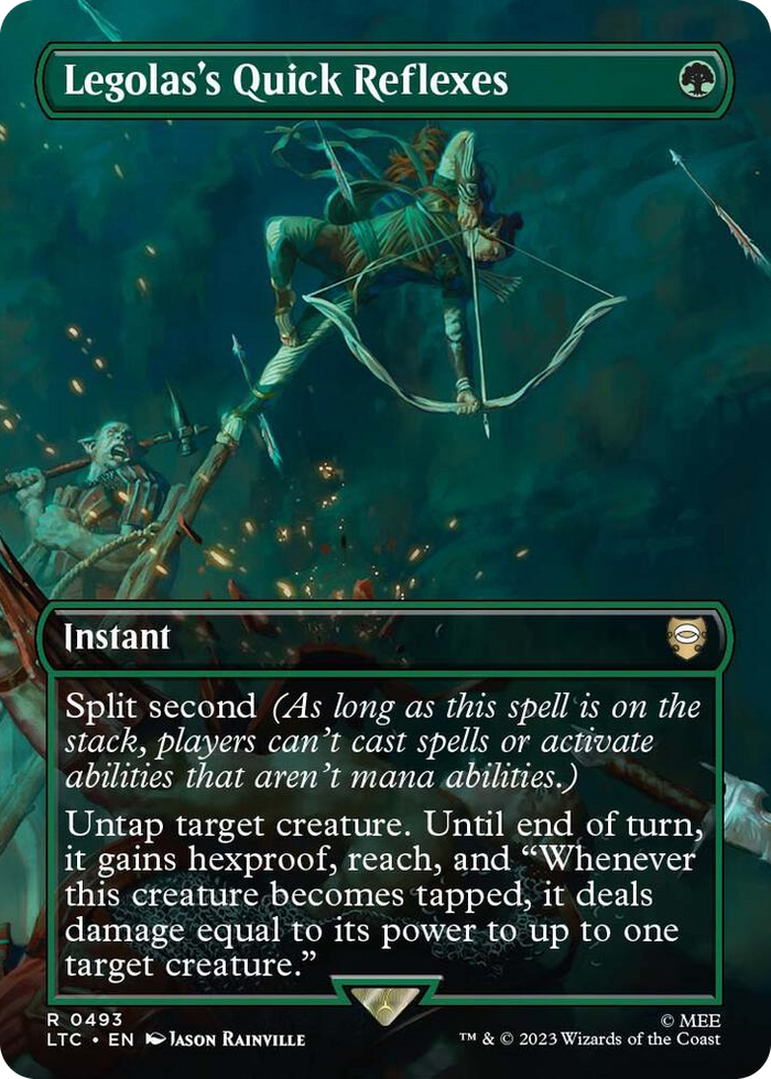 Legolas's Quick Reflexes (Borderless) #493 R - Commander: The Lord of the Rings: Tales of Middle-earth Pokemon card