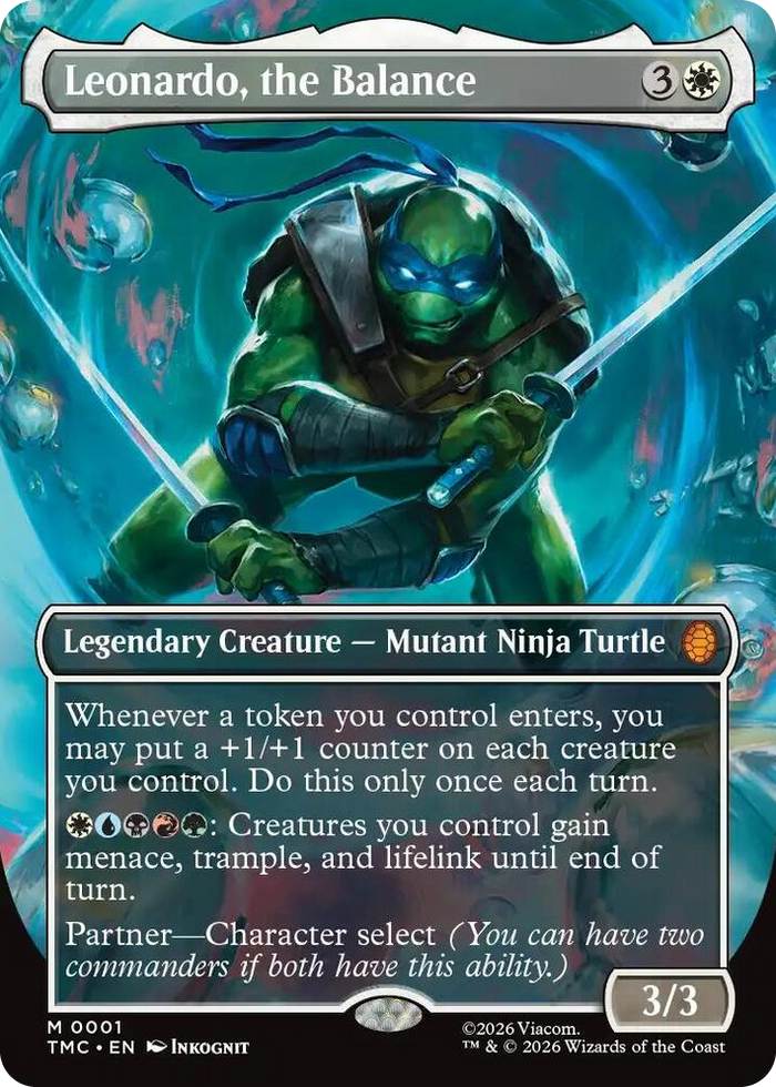 Leonardo, the Balance (0001) (Borderless) #1 M - Commander: Teenage Mutant Ninja Turtles Pokemon card
