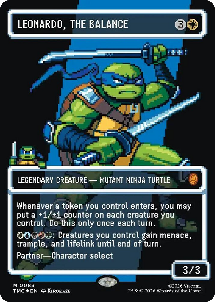 Leonardo, the Balance (0083) (Borderless) (Surge Foil) #83 M - Commander: Teenage Mutant Ninja Turtles Pokemon card