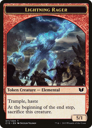 0011 Lightning Rager // Lightning Rager Double-Sided Token T Commander 2015