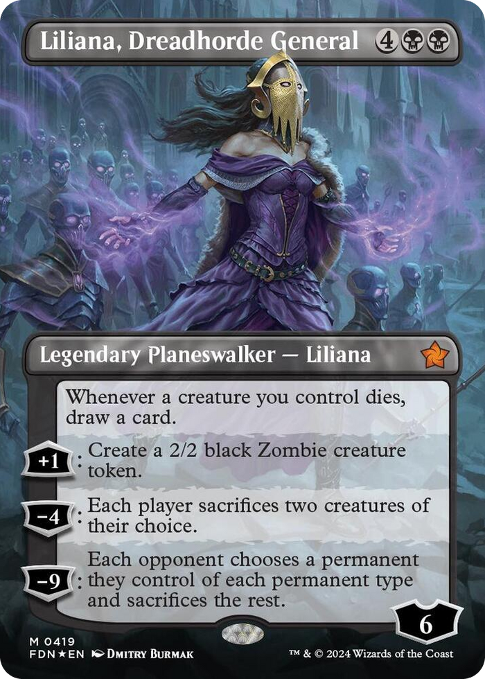 0419 Liliana, Dreadhorde General (Borderless) (Mana Foil) M Foundations