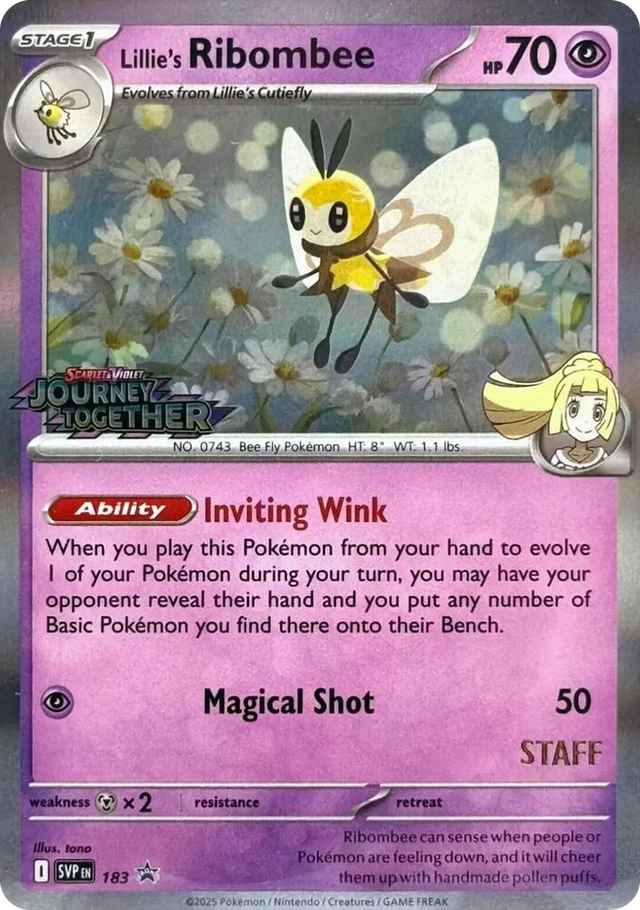 0183 Lillie's Ribombee - 183 (Prerelease) [Staff] Promo Scarlet & Violet Promo Cards