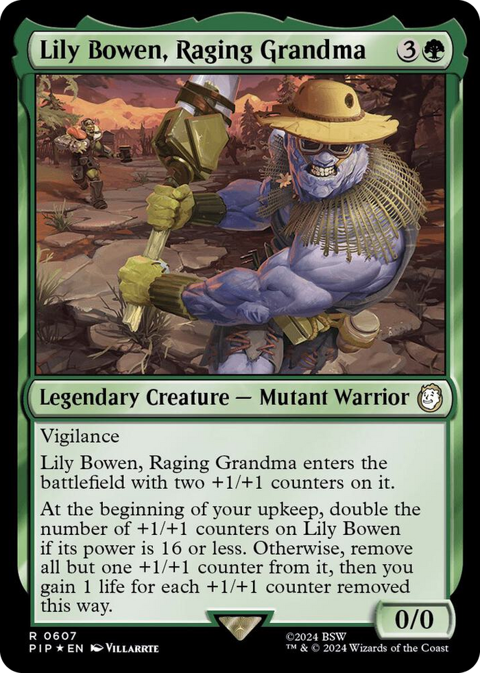 Lily Bowen, Raging Grandma (Surge Foil) #607 R - Universes Beyond: Fallout Pokemon card