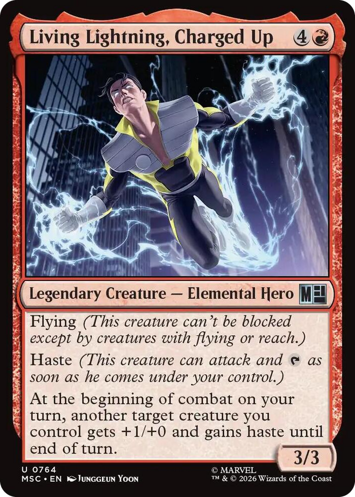 Living Lightning, Charged Up #764 U - Commander: Marvel Super Heroes Pokemon card