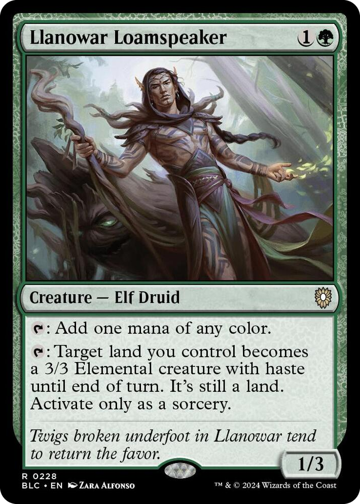 0228 Llanowar Loamspeaker R Commander: Bloomburrow