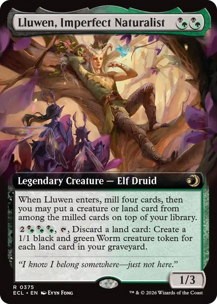 Lluwen, Imperfect Naturalist (Extended Art) #375 R - Lorwyn Eclipsed Pokemon card