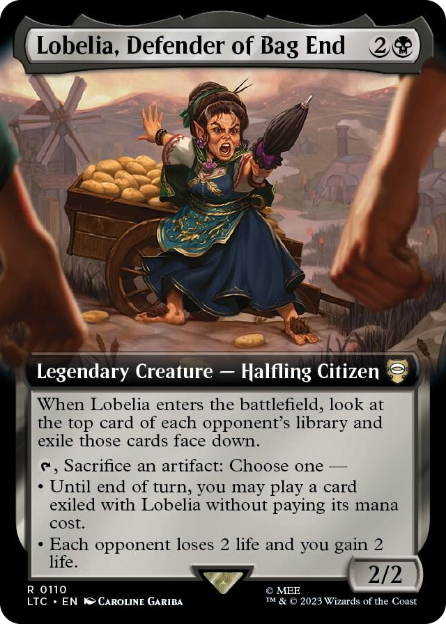 Lobelia, Defender of Bag End (Extended Art) #110 R - Commander: The Lord of the Rings: Tales of Middle-earth Pokemon card