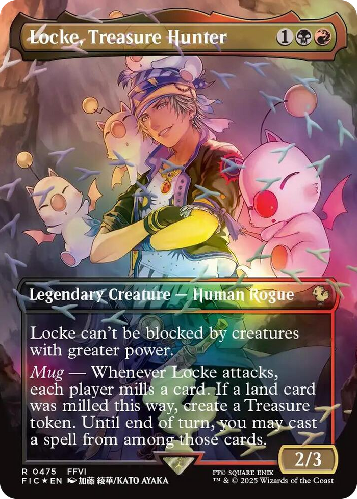 Locke, Treasure Hunter (Borderless) (Chocobo Track Foil) #475 R - Commander: FINAL FANTASY Pokemon card