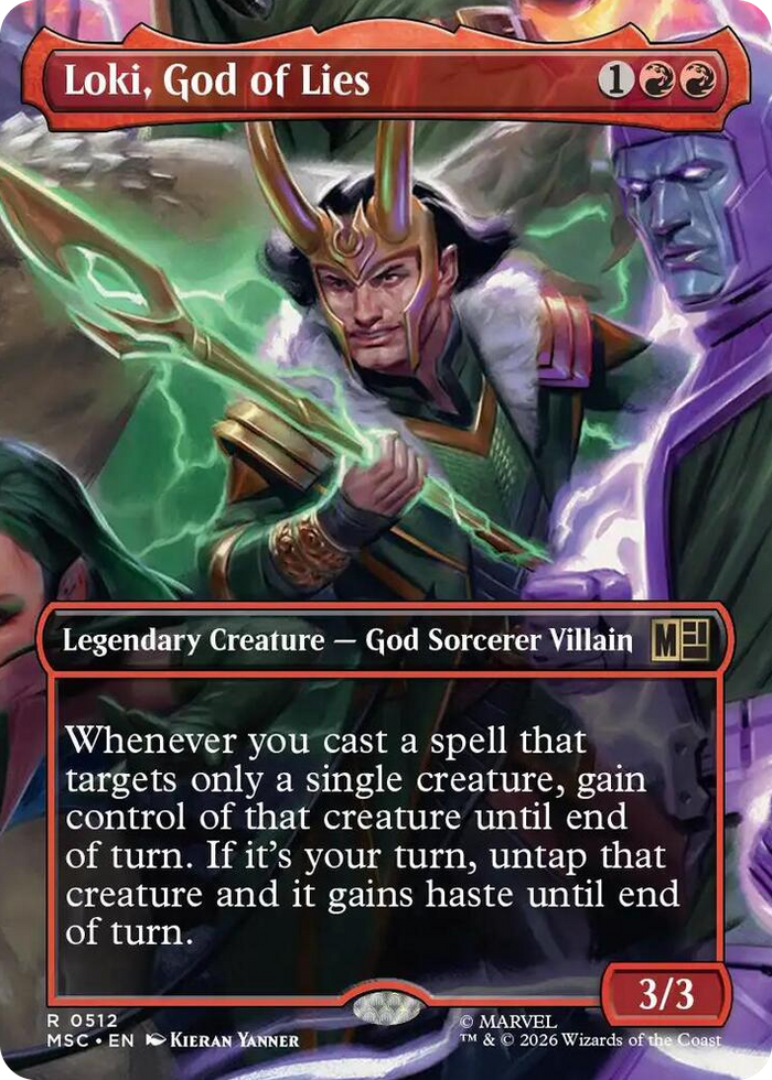 Loki, God of Lies (Borderless) #512 R - Commander: Marvel Super Heroes Pokemon card