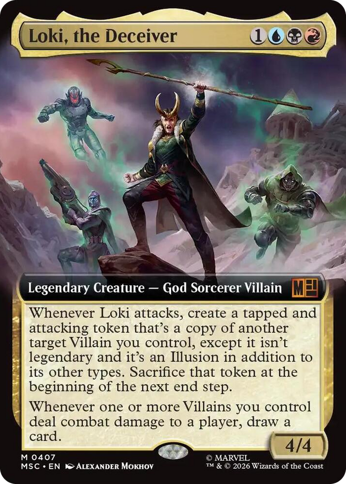 Loki, the Deceiver (Extended Art) #407 M - Commander: Marvel Super Heroes Pokemon card