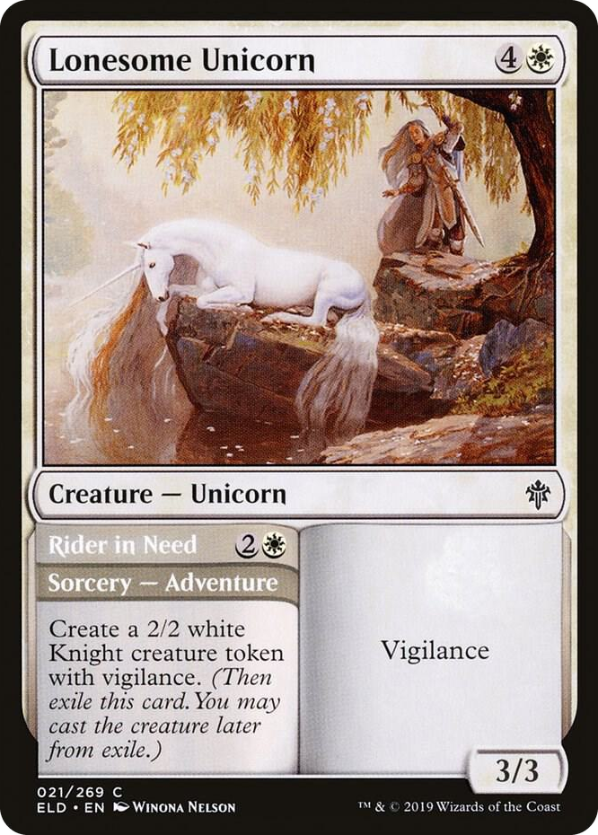0021 Lonesome Unicorn C Throne of Eldraine