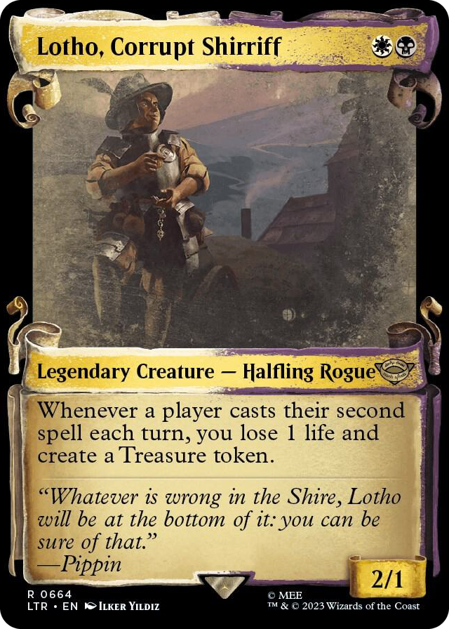 Lotho, Corrupt Shirriff (Showcase Scrolls) #664 R - Universes Beyond: The Lord of the Rings: Tales of Middle-earth Pokemon card
