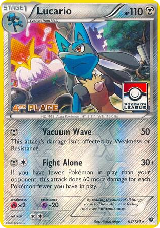 0063 Lucario - 63/124 (Pokemon League) [4th Place] Promo League & Championship Cards
