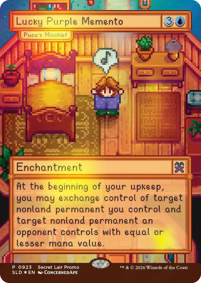 Lucky Purple Memento - Puca's Mischief #923 P - Secret Lair Drop Series Pokemon card