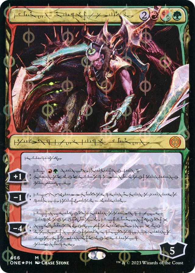 0466 Lukka, Bound to Ruin (Phyrexian) (Step-and-Compleat Foil) M Phyrexia: All Will Be One